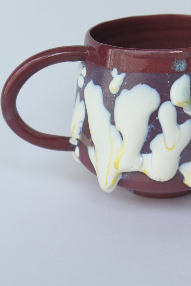 Taza pegote borgoña/ amarillo
