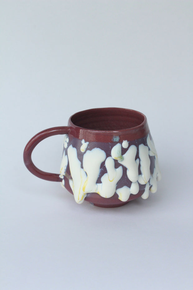 Taza pegote borgoña/ amarillo