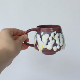 Taza pegote borgoña/ amarillo